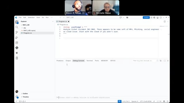 Screenshot from the YouTube session: Kelvin live coding an LLM agent with Western Governors University